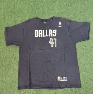 VINTAGE Reebok NBA Dallas Mavericks Dirk Nowitzki #41 Navy Blue Basketball Jerse